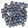 50 3x9mm Transparent Crystal Blue Lustre Flower Spacer Beads